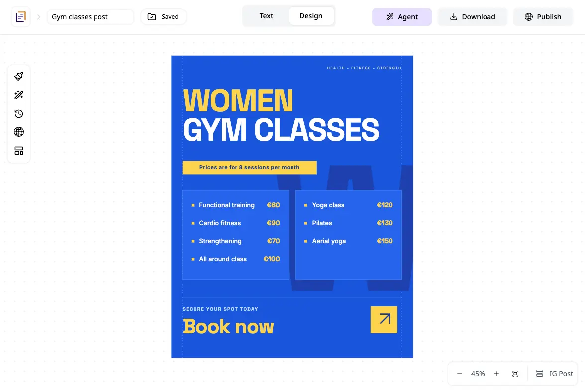 Turn your content into a complete design, fast
